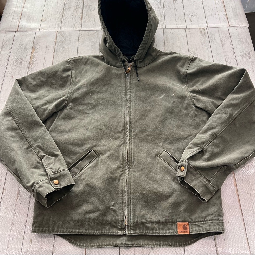 Carhartt Olive Green Hooded Military Field Jacket